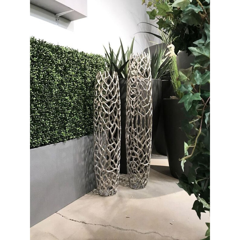 Babylon Rama Twigs Gold Barrel Floor Vase, 40" H x 6" W x 9" D, Gold