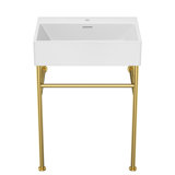 24" Bathroom Console Sink with Overflow,Ceramic Console Sink