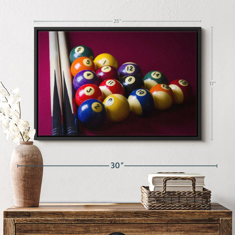 Red Pool Table Canvas Print, 17" H x 25" W