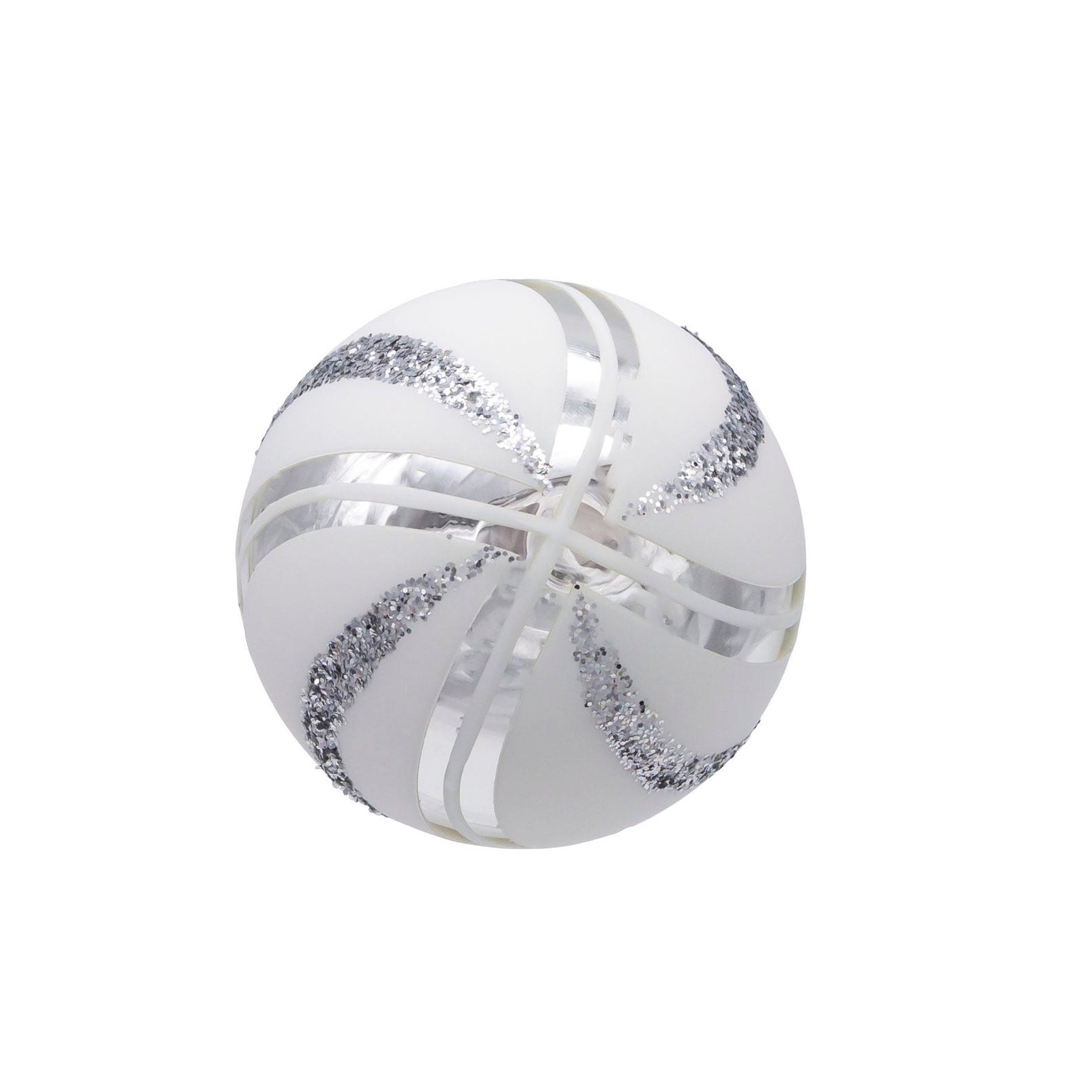 Glass Glittered Swirl Ball Ornament