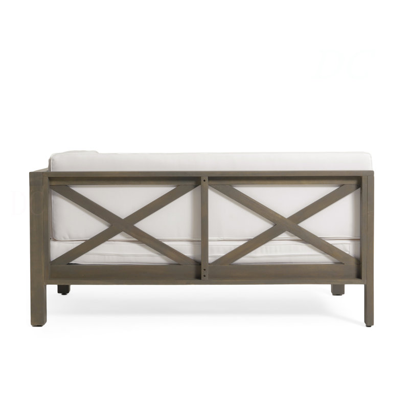 Banc d'angle à dossier en X avec table basse Brava, Gris