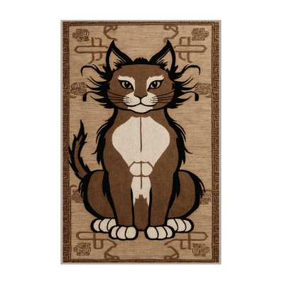 Washable Dragon Li Cats Area Rug