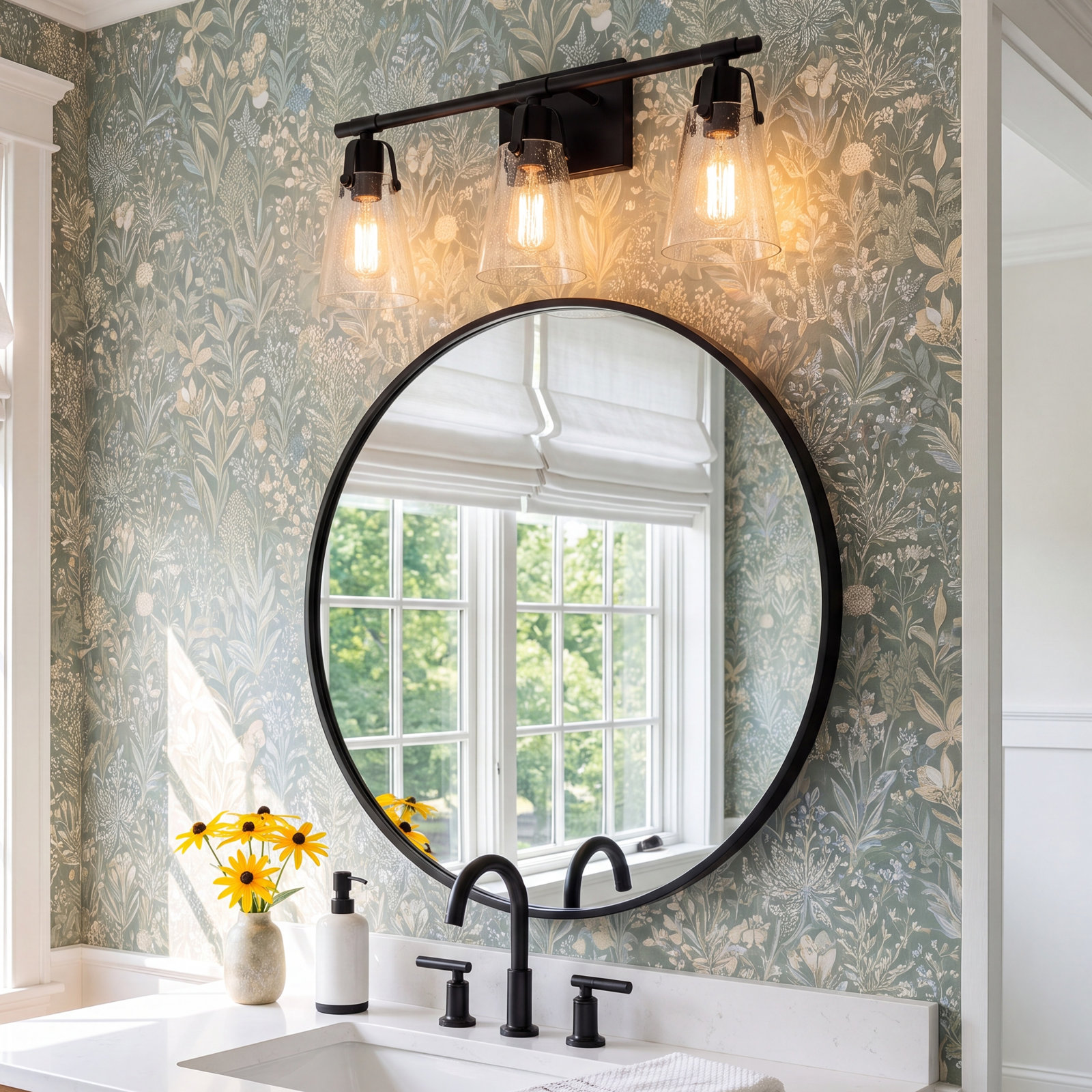 Alysa Vanity Light, Matte Black, 3 Lights