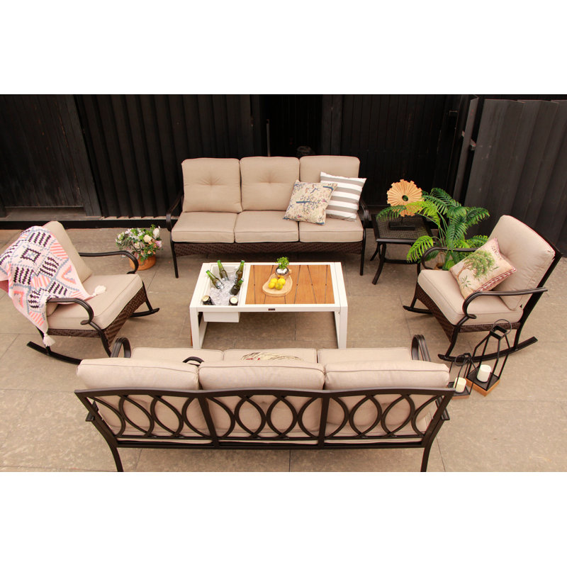 Amairany Wicker 8 - Person Patio Conversation Set with Cushions