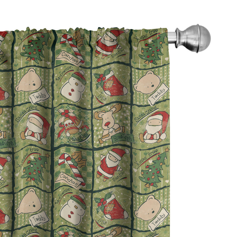 Cartoon Semi-Sheer Rod Pocket Curtain Panels, 28" x 84"