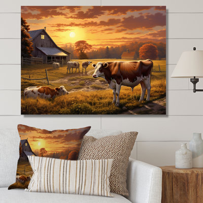 Vaches à la ferme, paysage III - vache, art mural