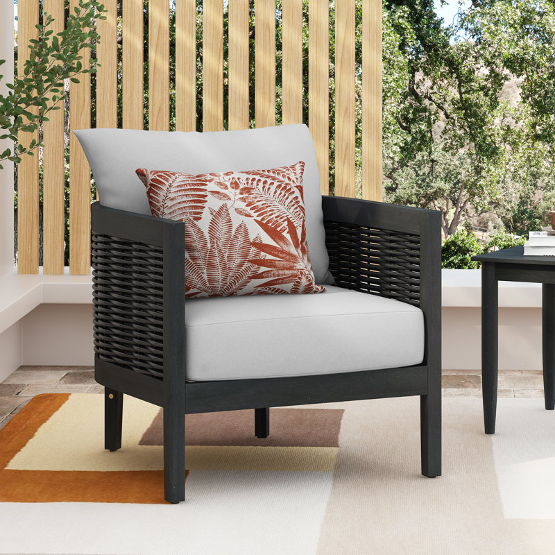 Chaise de patio avec coussins Treadway, Gris clair, Noir