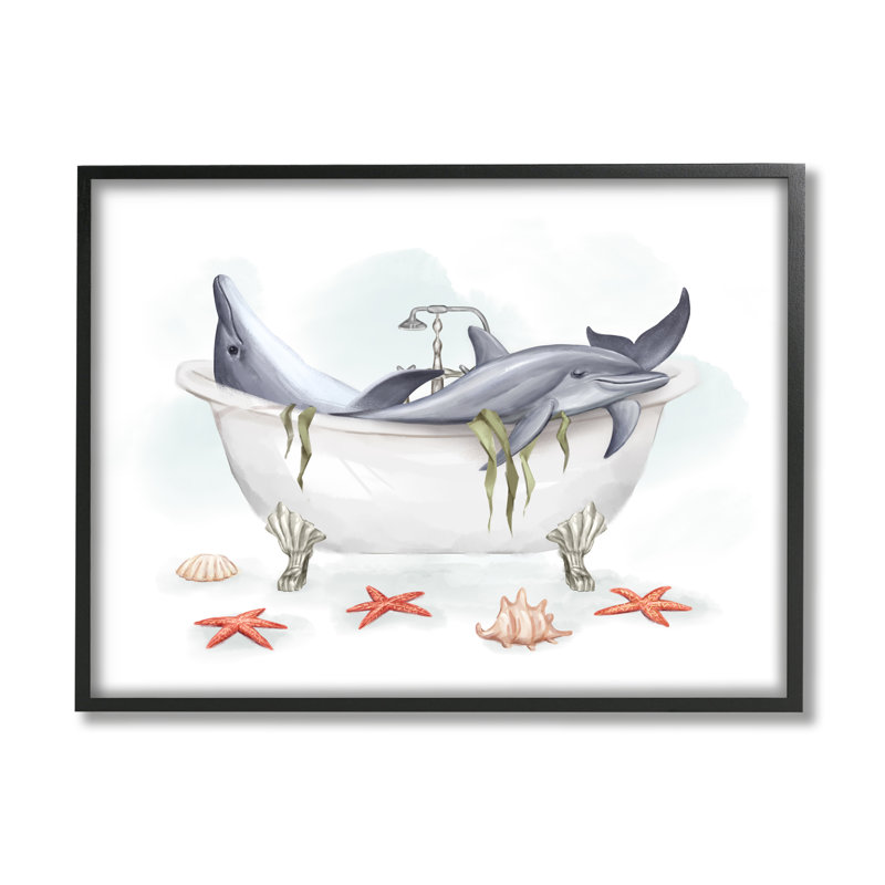 «Relaxing Dolphins», Baignoire de natation, Étoile de mer nautique par Ziwei Li, peinture sur toile flottante