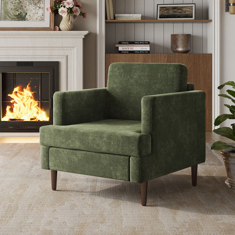 Mid-Century Single Accent Chairs Armchair, Green