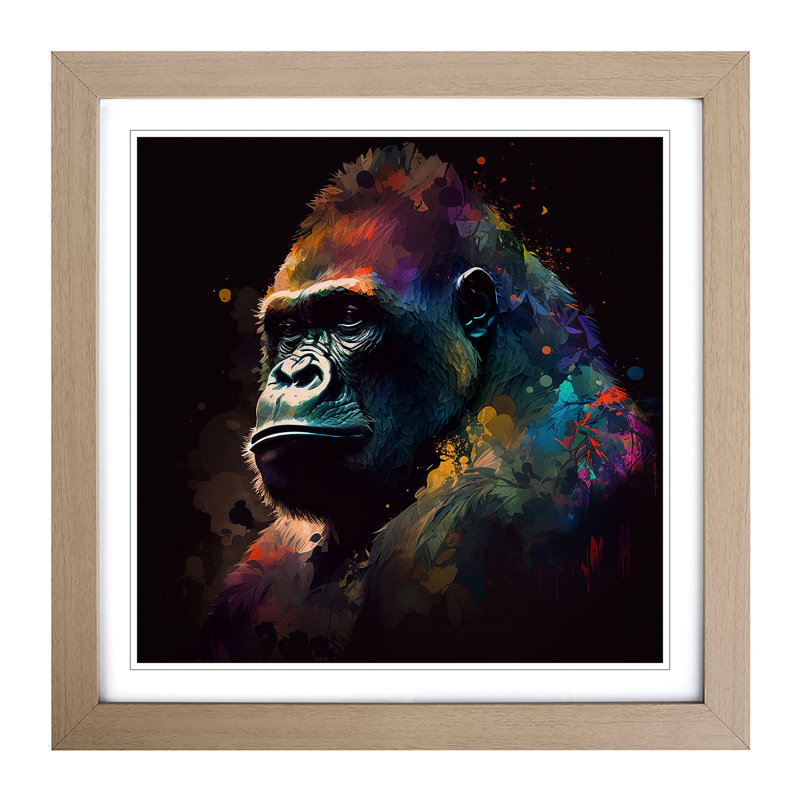 Gorilla Digital No.1 - Framed Print, Oak