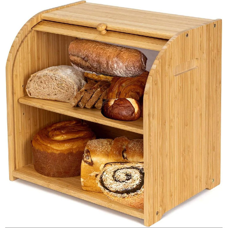 Foundry Select Bamboo Corner Bread Box With Shelf & Reviews