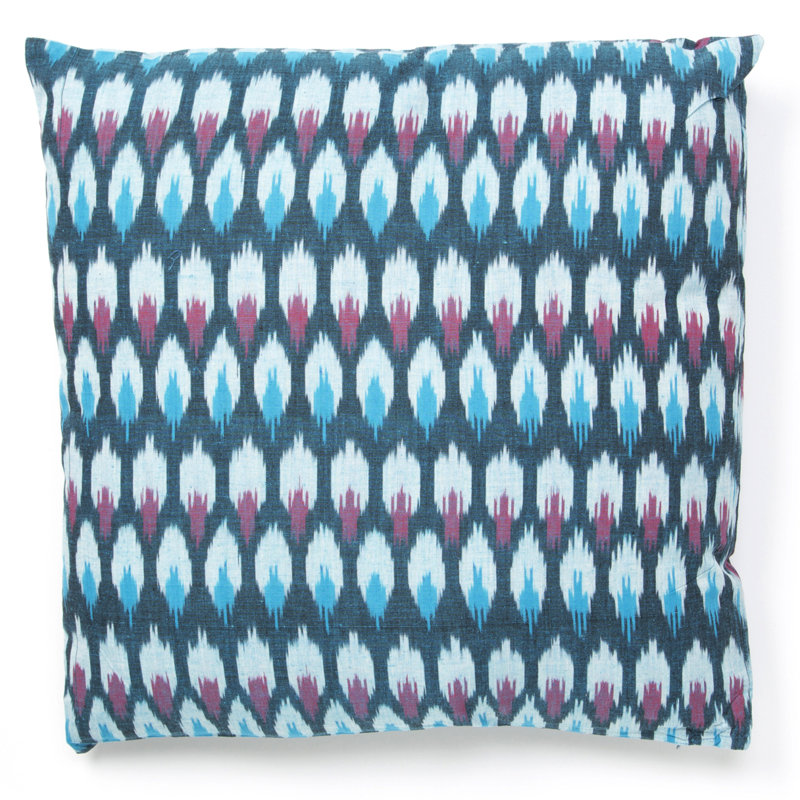 Ikat Square Cotton Throw Pillow, 22"