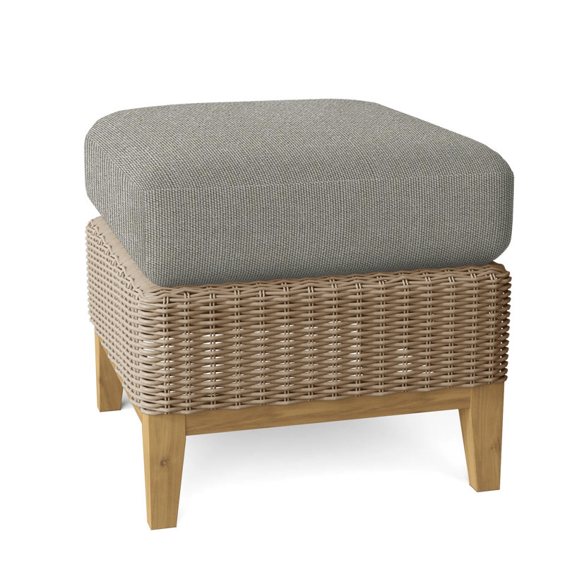 Frances Outdoor Teak Ottoman, Demo Putty, Frances Willow