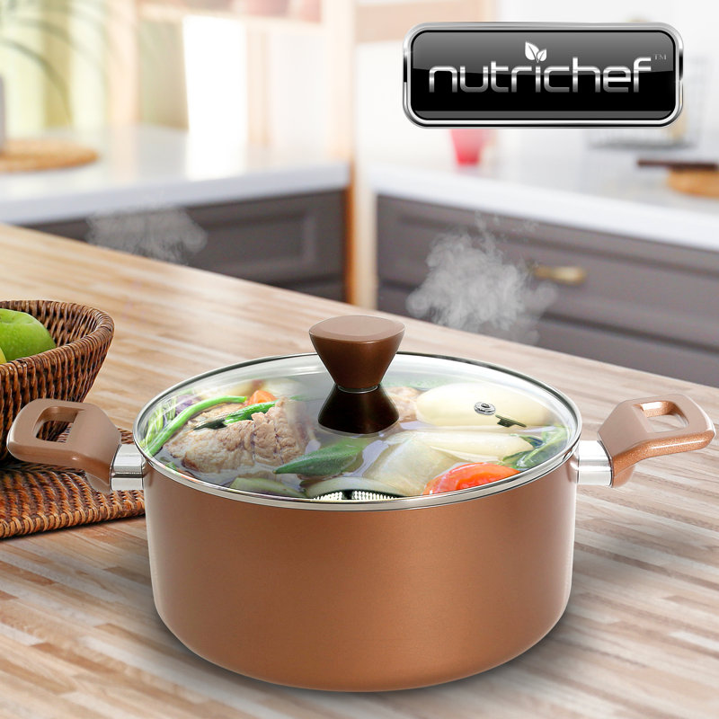 Nutrichef Non-Stick Casserole With Lid - High-Qualified Kitchen Cookware With See-Through Tempered Glass Lids, 5 Quart (Works With Model: NCCWA13)