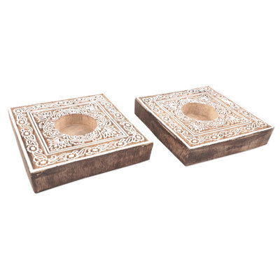 0.9'' H Wood Tabletop Tealight Holder