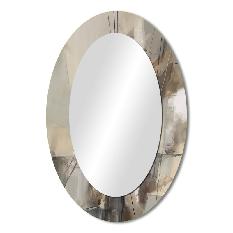 Abstract Design Shapes I - Large Oval Wall Mirror On Metal, 36" x 24"