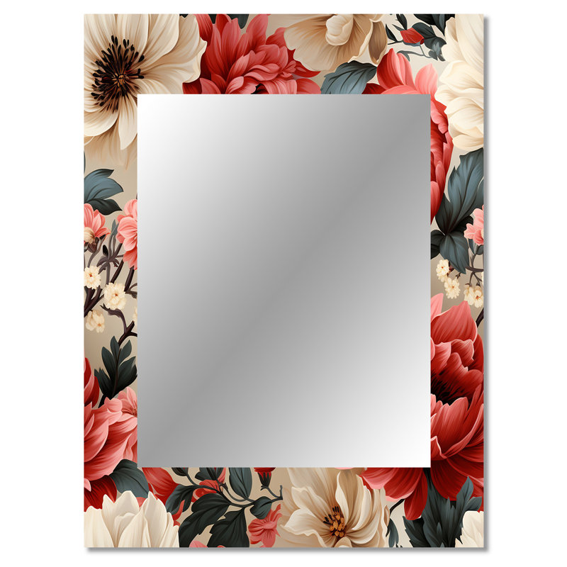 Motif victorien Scunthorpe Boho Victorian Romance - miroir mural floral, 40 po x 30 po