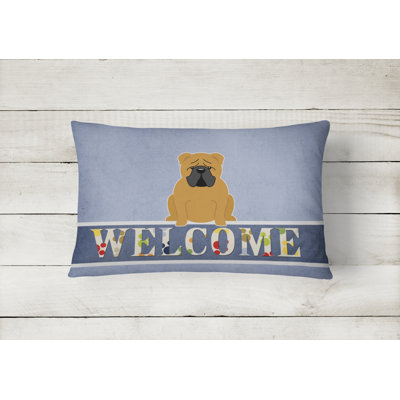  English Bulldog Fawn Welcome Lumbar Pillow