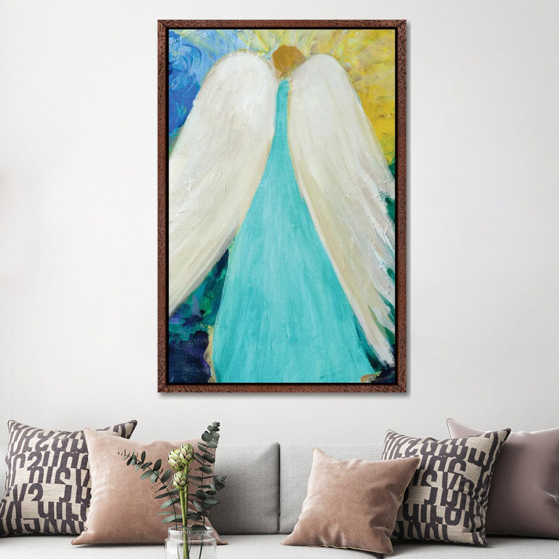 Dreams And Angel Wings by Robin Maria - Painting on Canvas, Brown Floater Frame, 152.5 cm H x 101.5 cm W