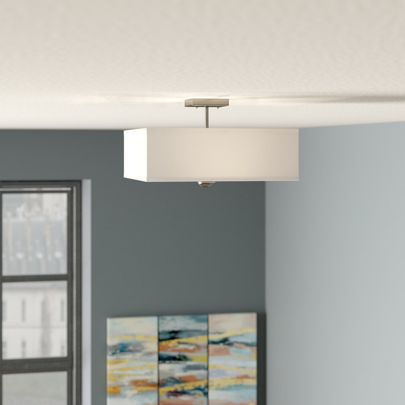 Holloway Semi Flush Mount, Brushed Nickel, 10" H  X 14" W x 14" D