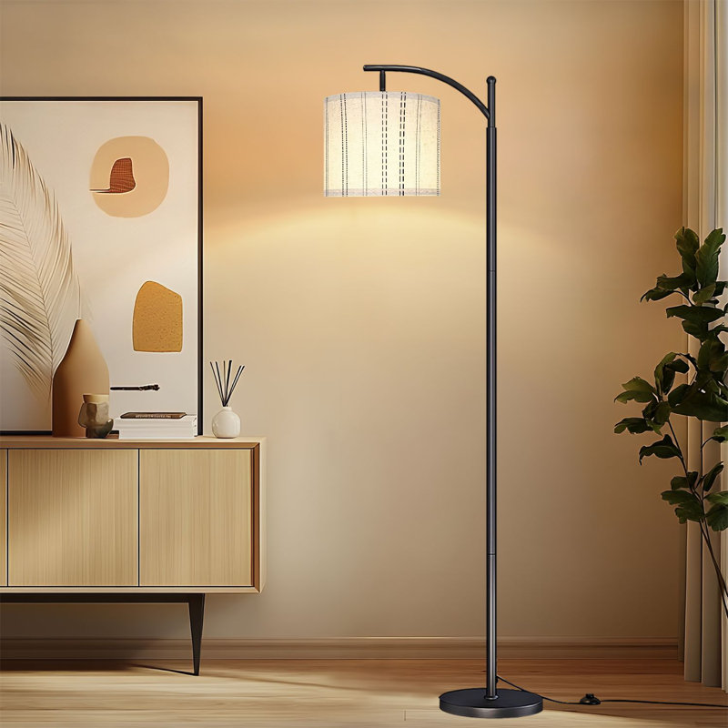 Lampe sur pied à arc avec abat-jour réglable Chinoiserie