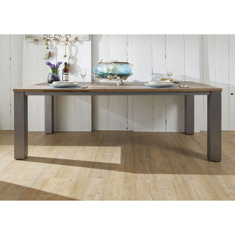 Le Havre Solid Wood Top Metal Base Dining Table, H76 x L160 x W90cm