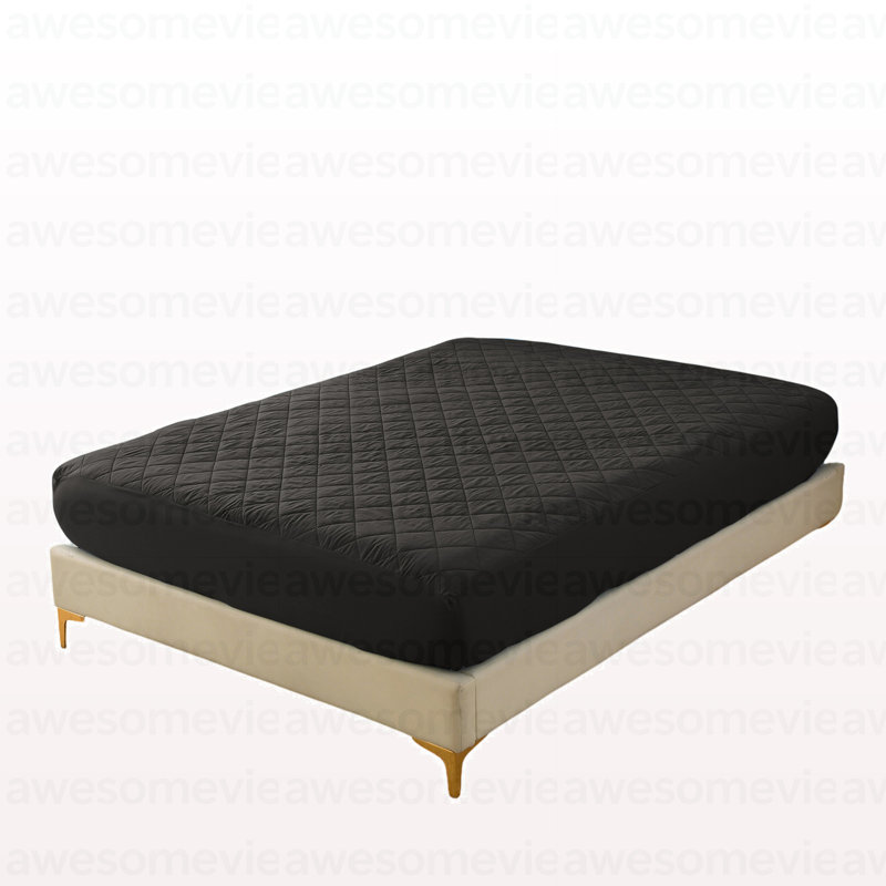 Diamond Grid Ultrasonic Waterproof Mattress Protector Black Size Q, Queen, Black