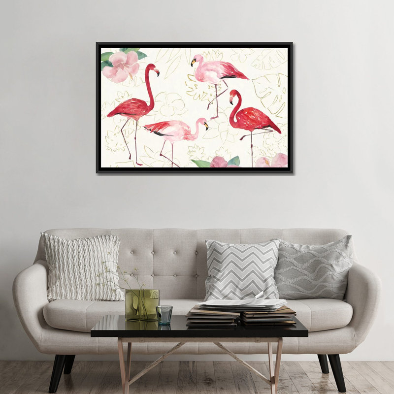« tropical fun oiseau viii », reproduction sur toile tendue, H 18 po x l 26 po x P 1,5 po, Toile avec cadre noir