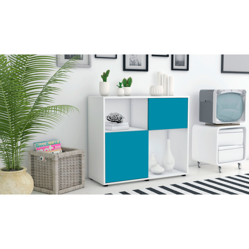 Ramsell 92 cm W Sideboard, White/Turquoise