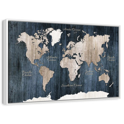 Carte du monde en bois vieilli