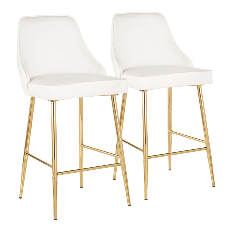 Celest Upholstered Counter Extra Tall Stool, Silver Velvet, Gold