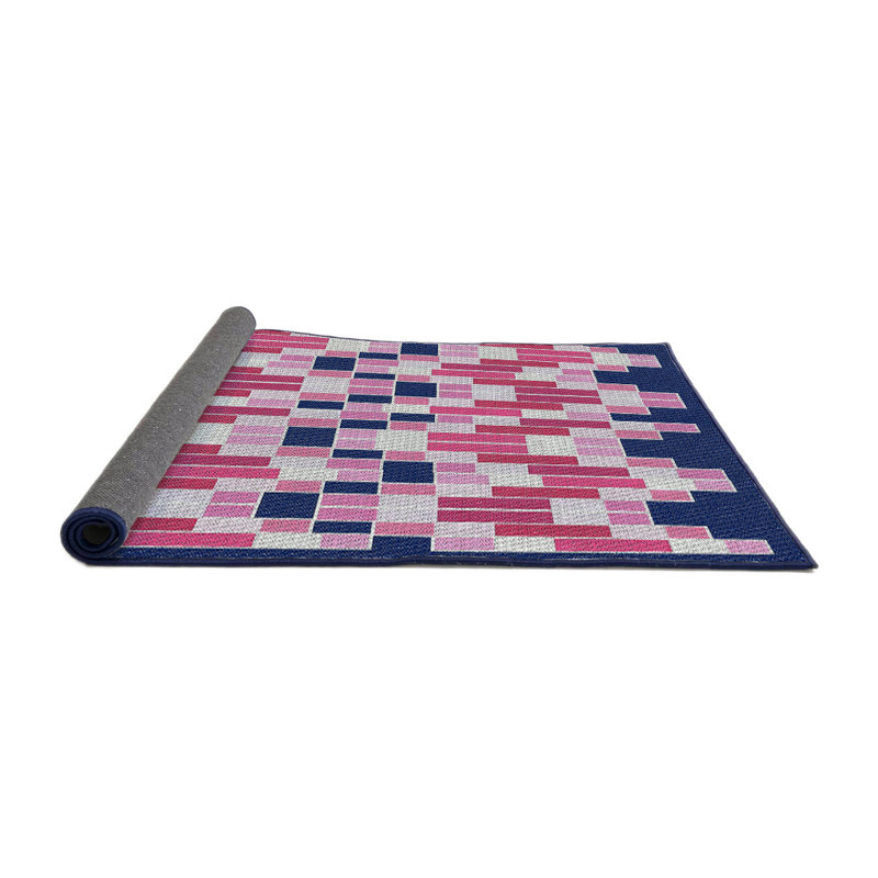Tapis à motif géométrique violet Kian, Rond 5 pi