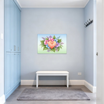 Plants & Flowers Heart Flower Bouquet With Pink Blue Purple Blooms