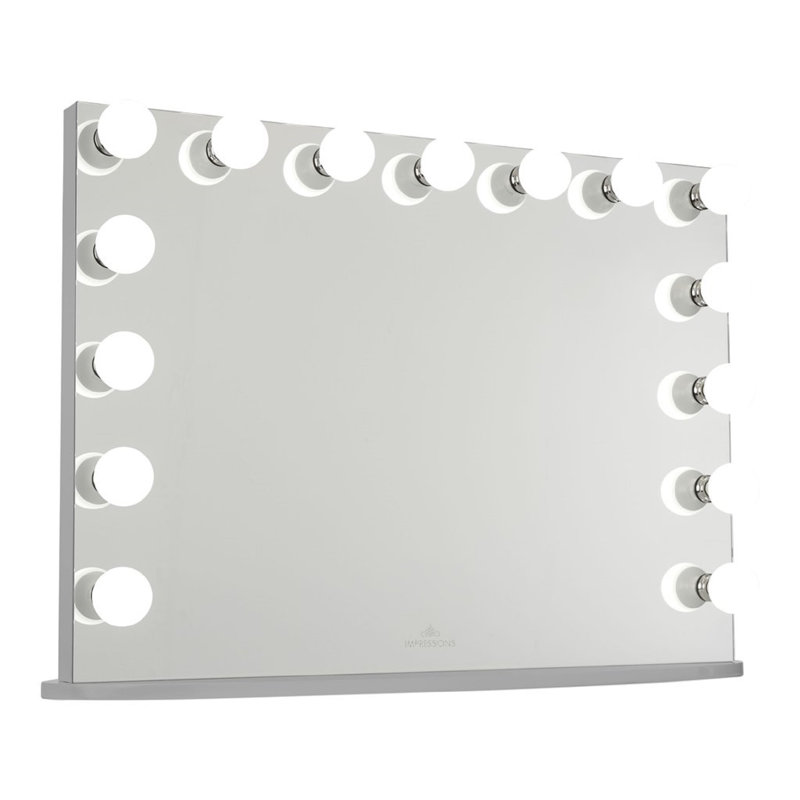 Hollywood Premiere Pro Makeup Mirror with 15 Frosted LED Bulbs Dressing Mirror with Standing Base, Silver