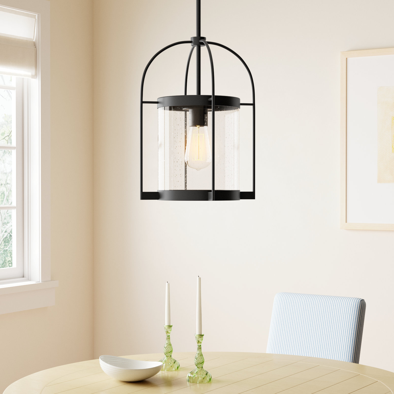Yates Single Light Glass Dimmable Pendant