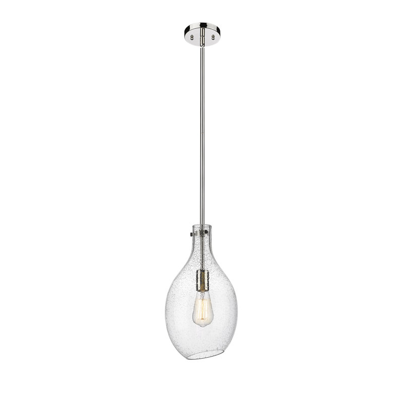 Luminaire suspendu sphère 1 lumière Kenia, Granuleux, Nickel poli, Ampoule non incluse