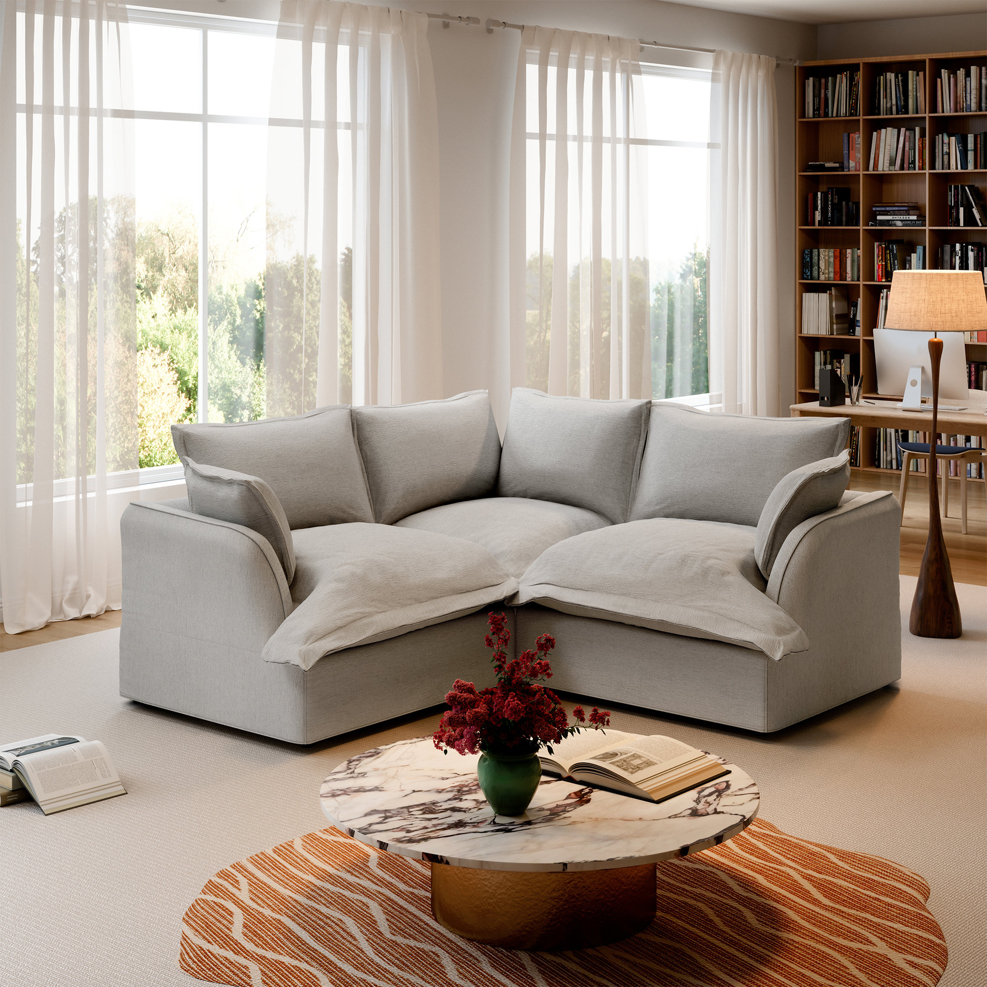 Hokku Designs Chanh Modular Sectional Sofa Couch, Cloud Sofa Comfy Down Filled Cushions Sofa for Living Room & Reviews | Wayfair