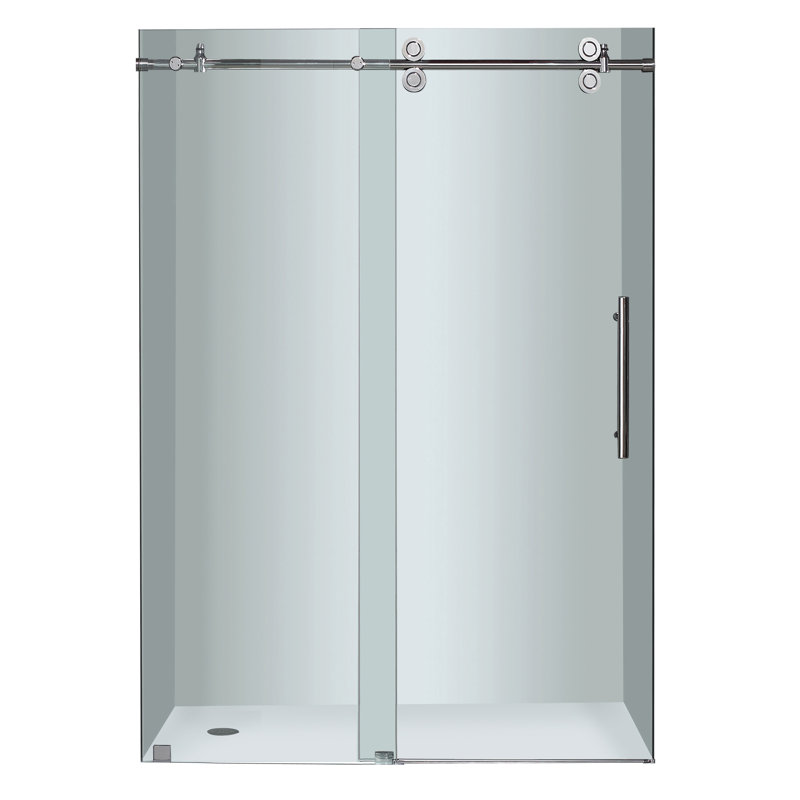 Langham 75" H Single Sliding Frameless Shower Door, Chrome