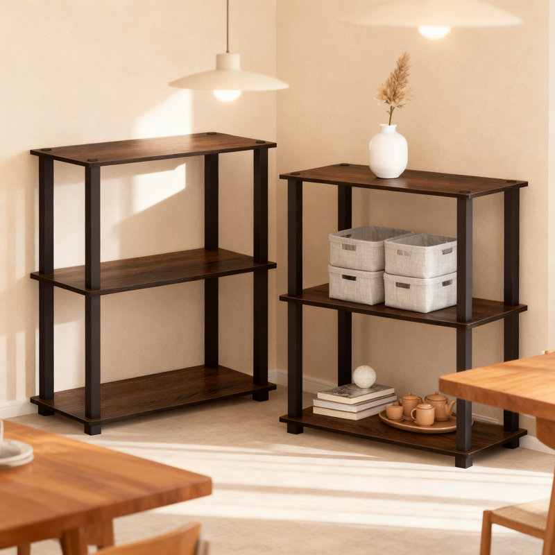 Turn-S-Tube 3-Tier Compact Multipurpose Shelf 2-Pack, Space-Saving Storage Organizer With Tool-Free Assembly For Living Room, Bathroom, And Office