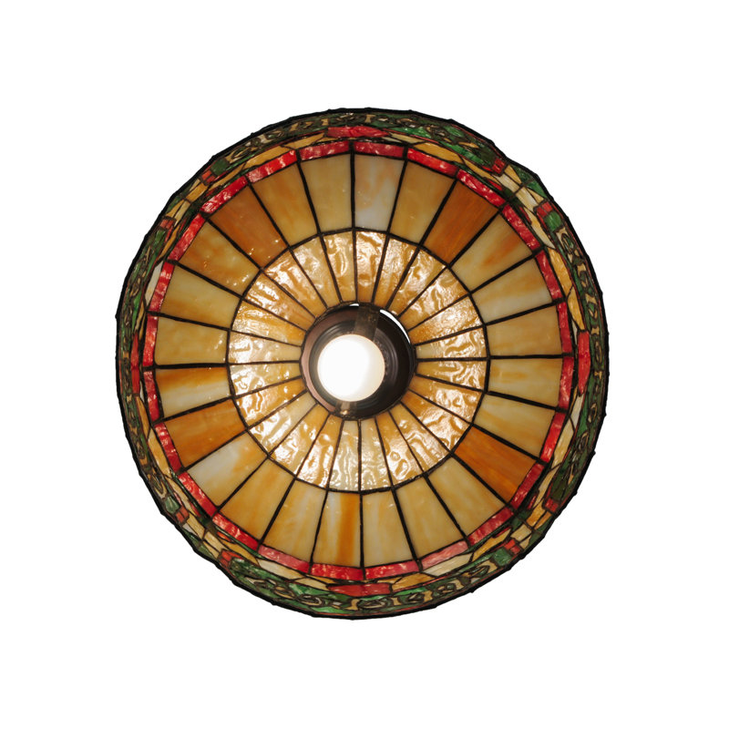 Bronze Glass Drum LED Pendant Light for Indoor/Outdoor Use