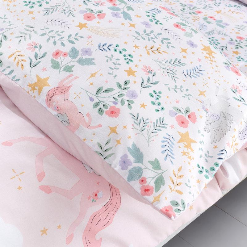 Fairytale Unicorn Duvet Cover Set Pink, Double