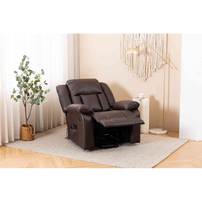 Fauteuil inclinable électrique en cuir Jesseca, Similicuir brun foncé