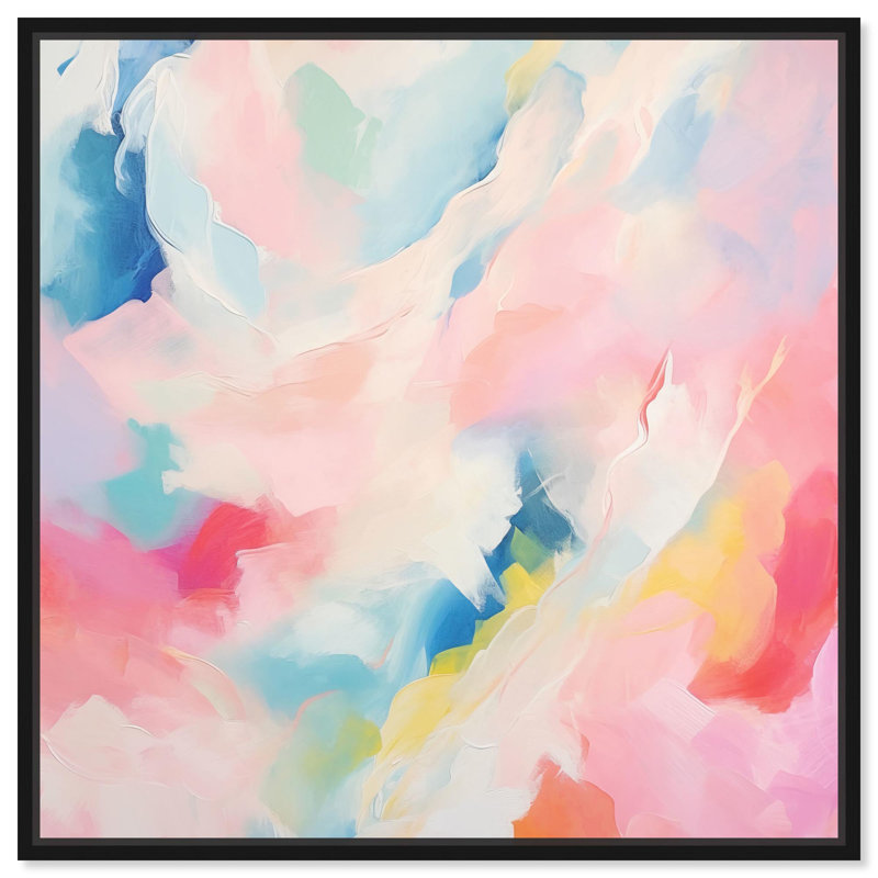 Coton Cotton Clouds II par Art Remedy, H 17 po x l 17 po, Noir, Cadre flottant