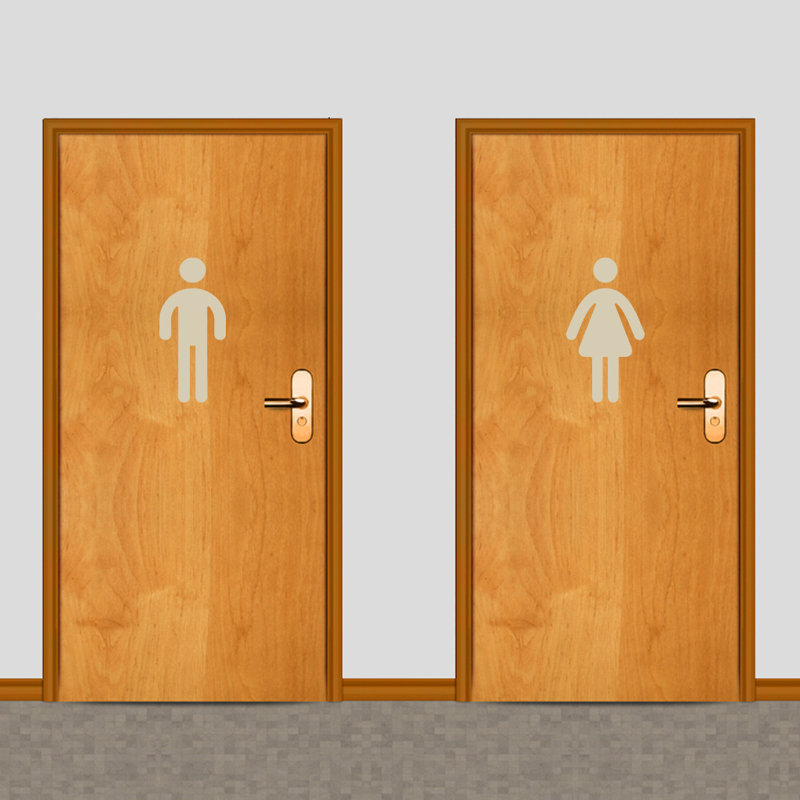 Décalcomanie murale toilettes pour hommes et femmes, Beige