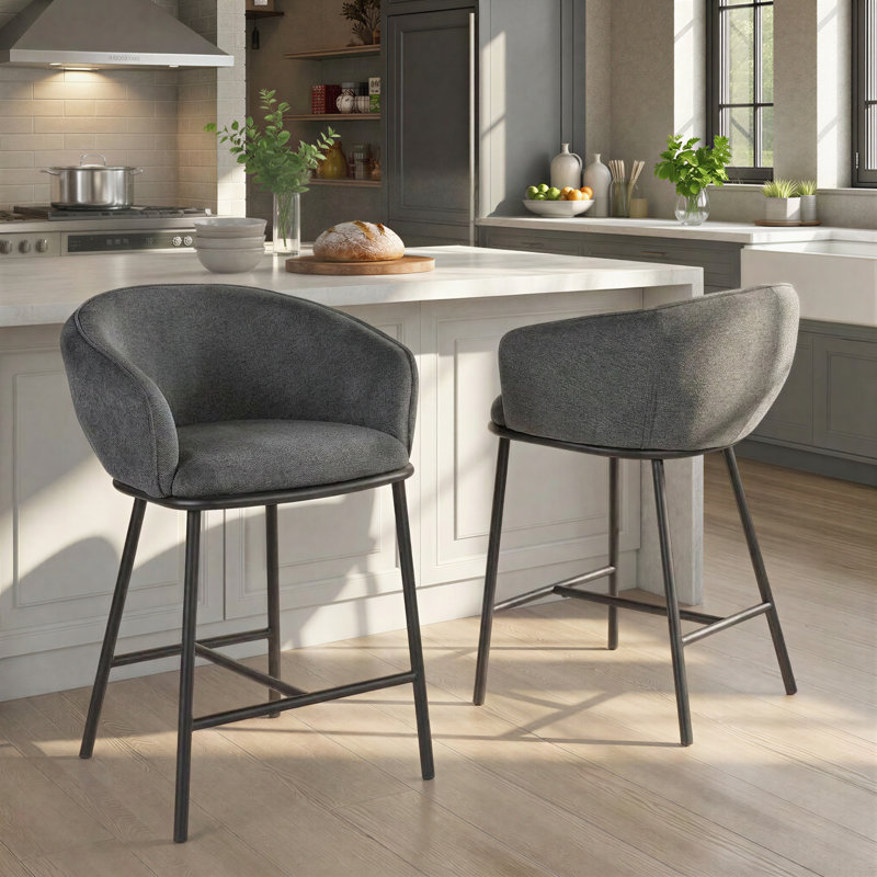 Kateryn 25.5" Upholstered Counter Stools, Charcoal
