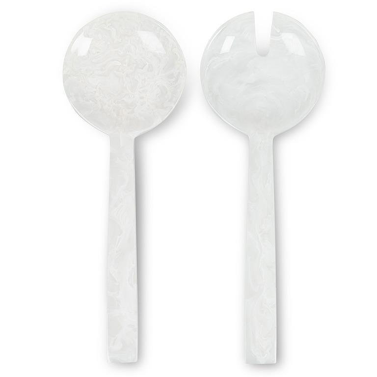 Oversize White Salad Serving Utensils, White