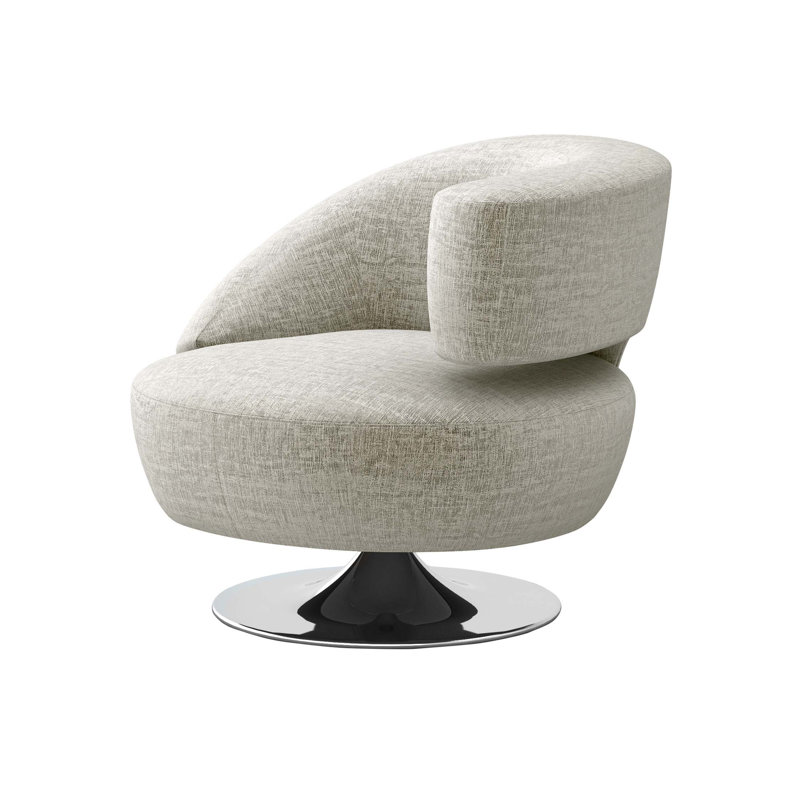 Isabella Upholstered Swivel Barrel Chair, Storm Polyester Blend