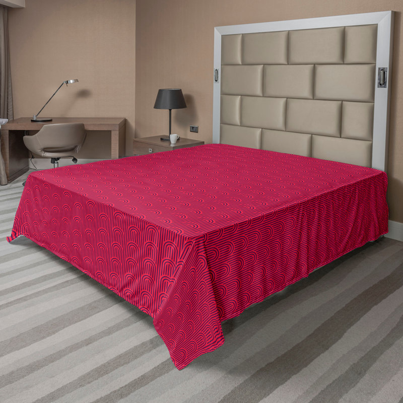 Drap plat moderne de style bohème Ambesonne, Corail foncé / motif géométrique prune