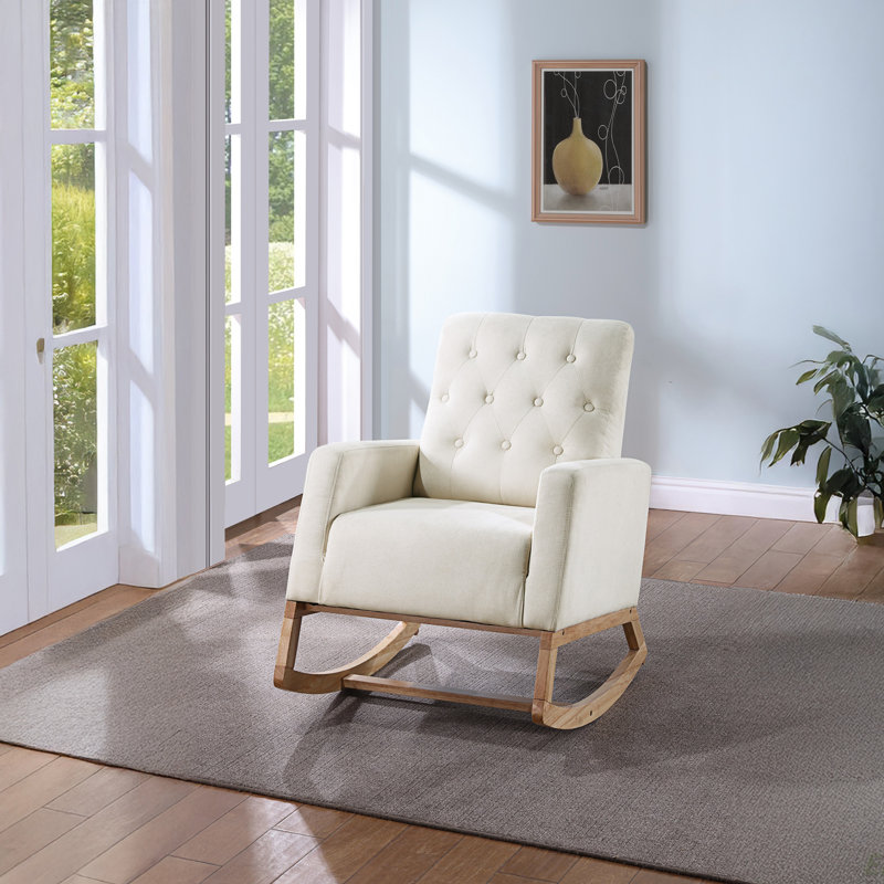 Chaise berçante rembourrée Elegant, Beige