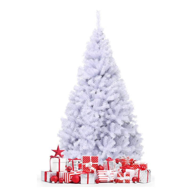 Arbre de Noël régulier blanc en PVC artificiel, H 7 pi 5 po